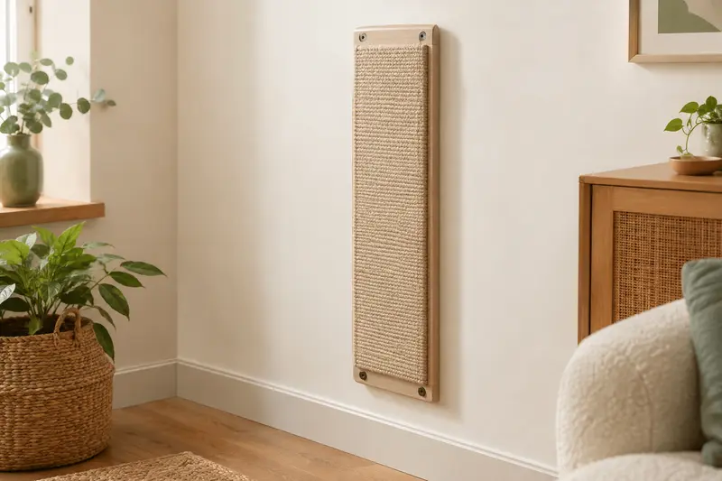 Panneau mural en sisal fixé au mur pour permettre au chat de faire ses griffes