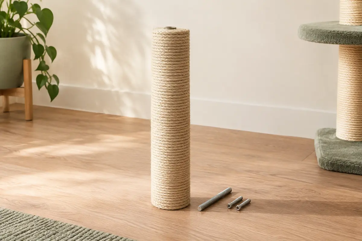 Poteau de rechange Trixie en sisal naturel beige avec sa tige filetée et ses deux vis